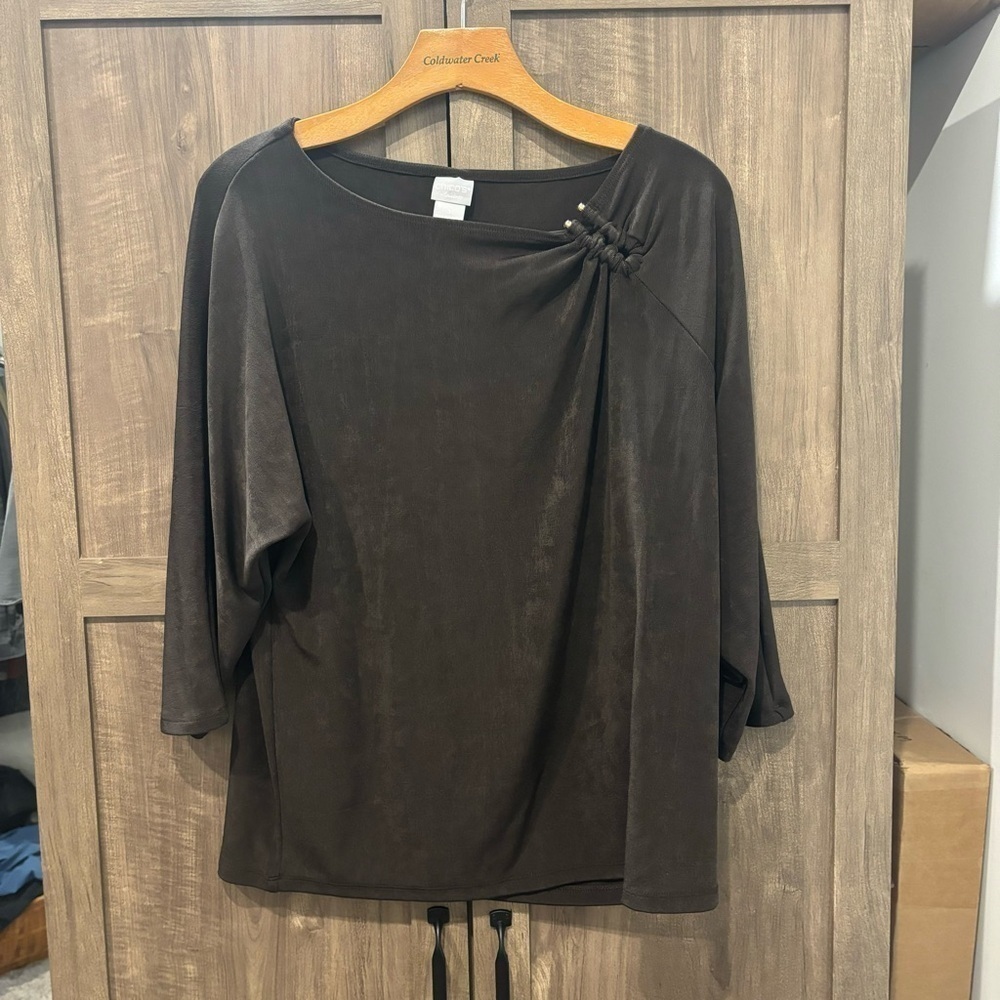 NWT Chicos Travelers sz 1 Dolman top US‎ 16/18 Brown